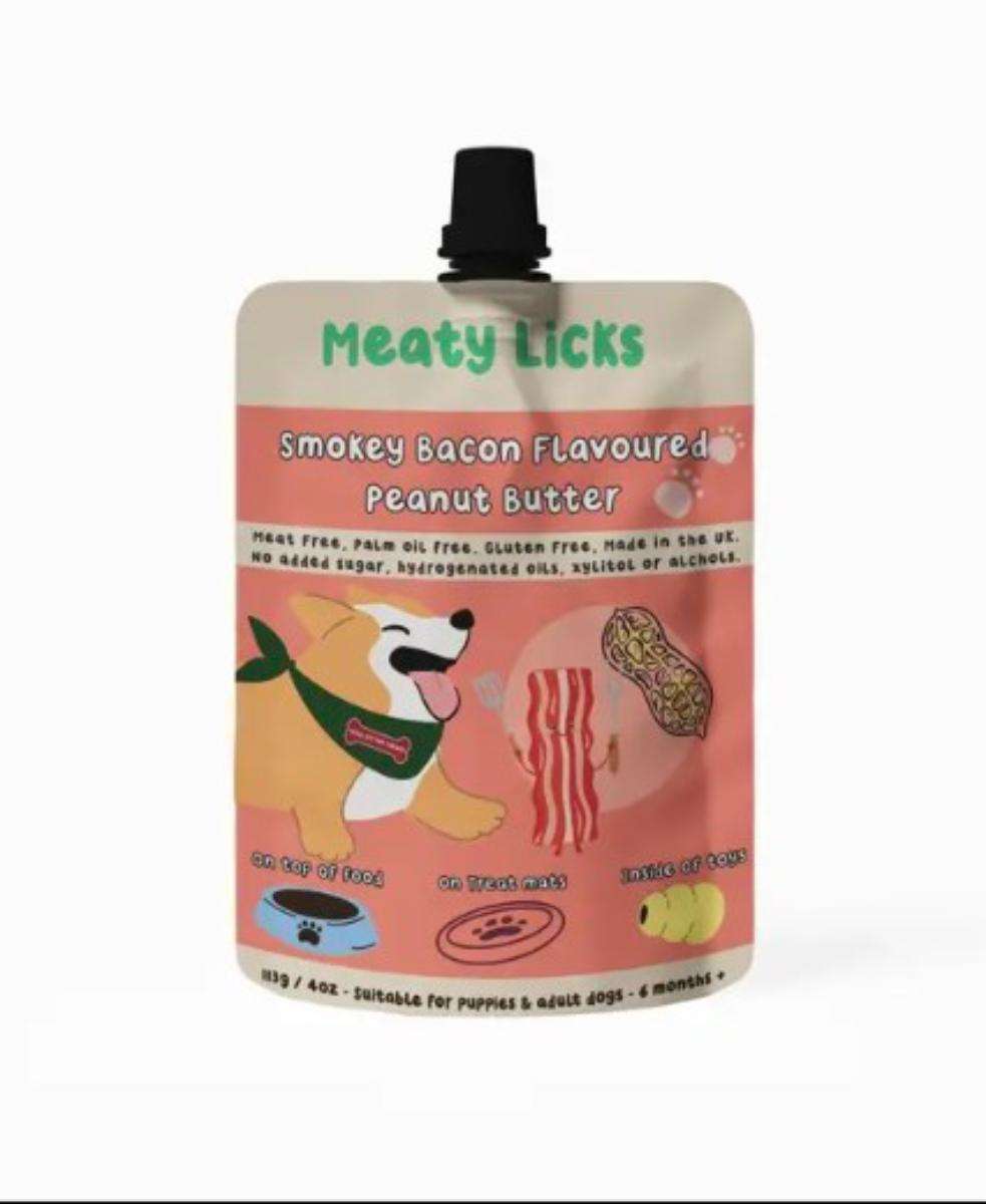 Meaty Licks Smokey Bacon Flavoured Peanut Butter — dog treats and toys from Haus of Hank