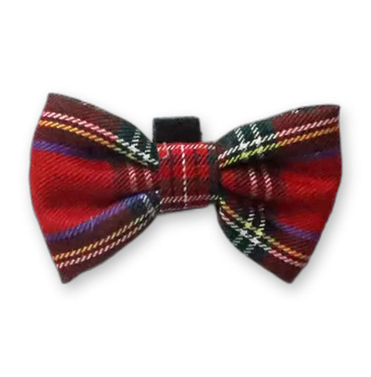 The Festive One Bowtie — red tartan print dog bow tie from Haus of Hank
