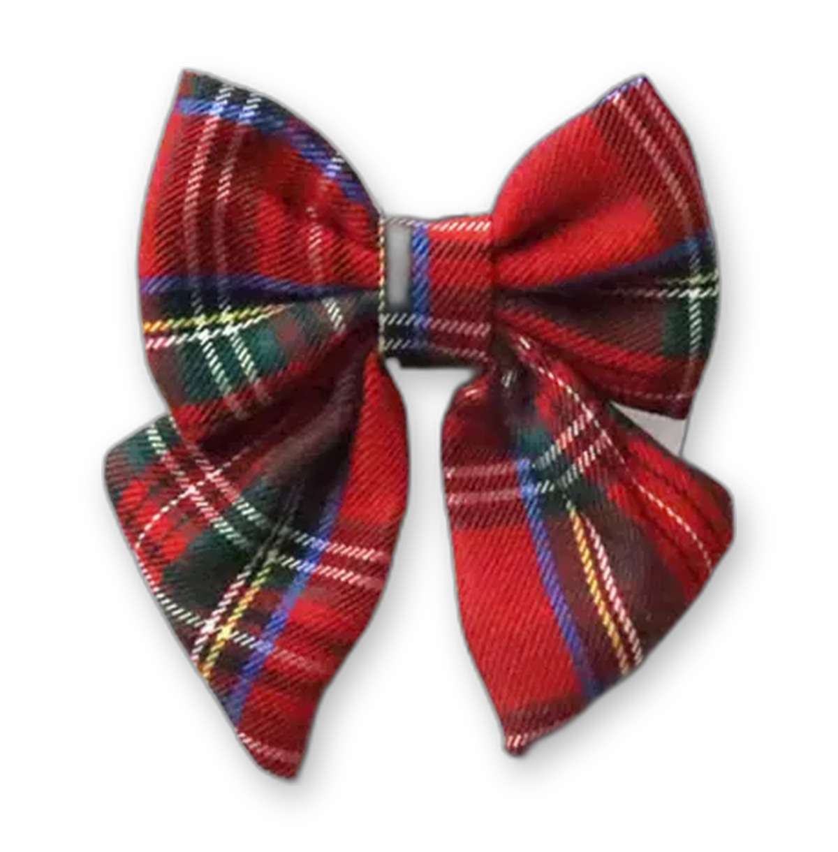 The Festive One Medium Sailor Bow — red tartan print dog sailor bow from Haus of Hank
