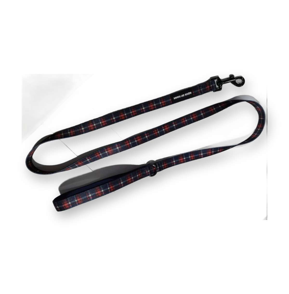 The Heritage Edition Comfort Control Lead — navy tartan print dog lead from Haus of Hank