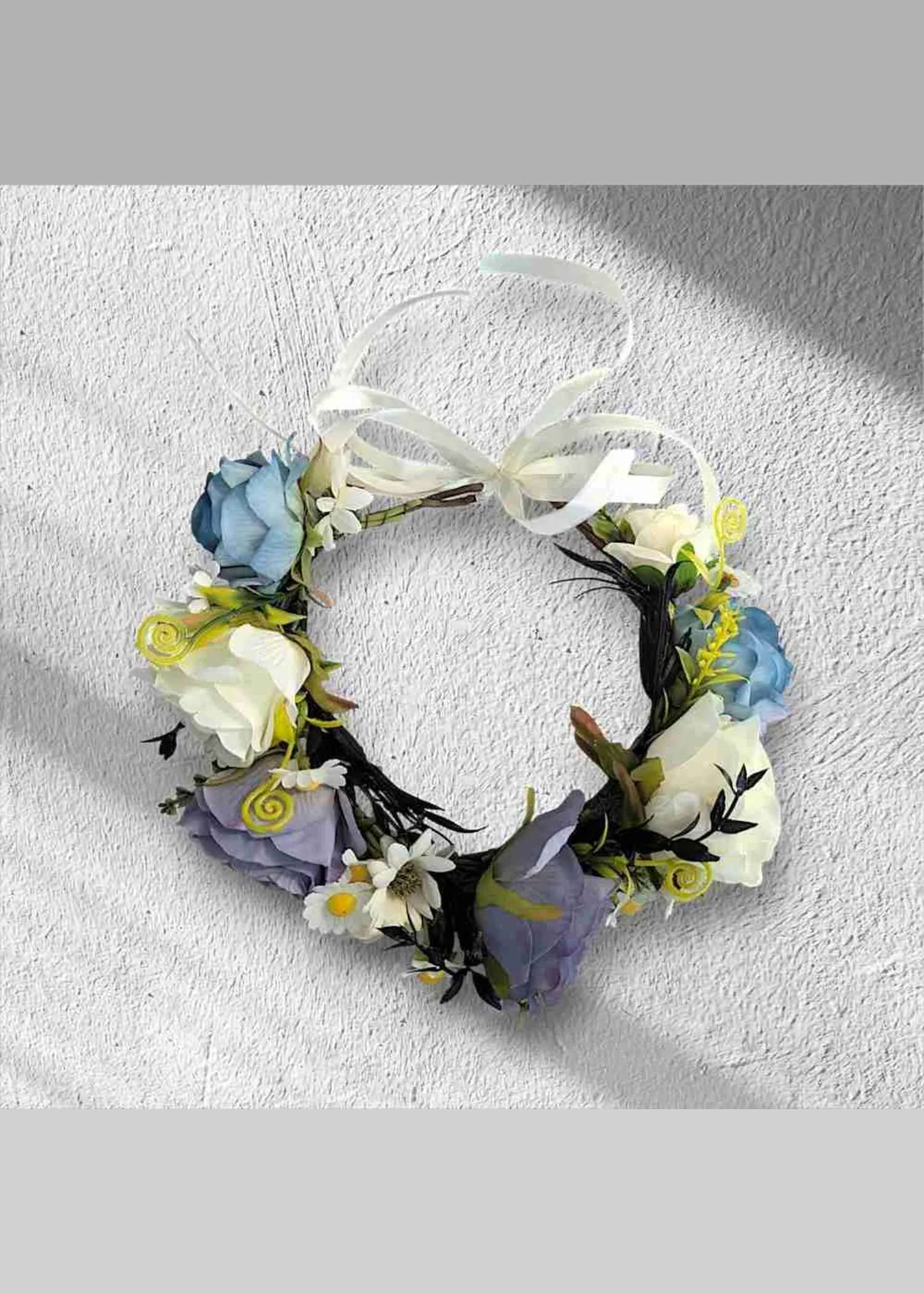 Flower Garland Light Blue, Purple and Ivory