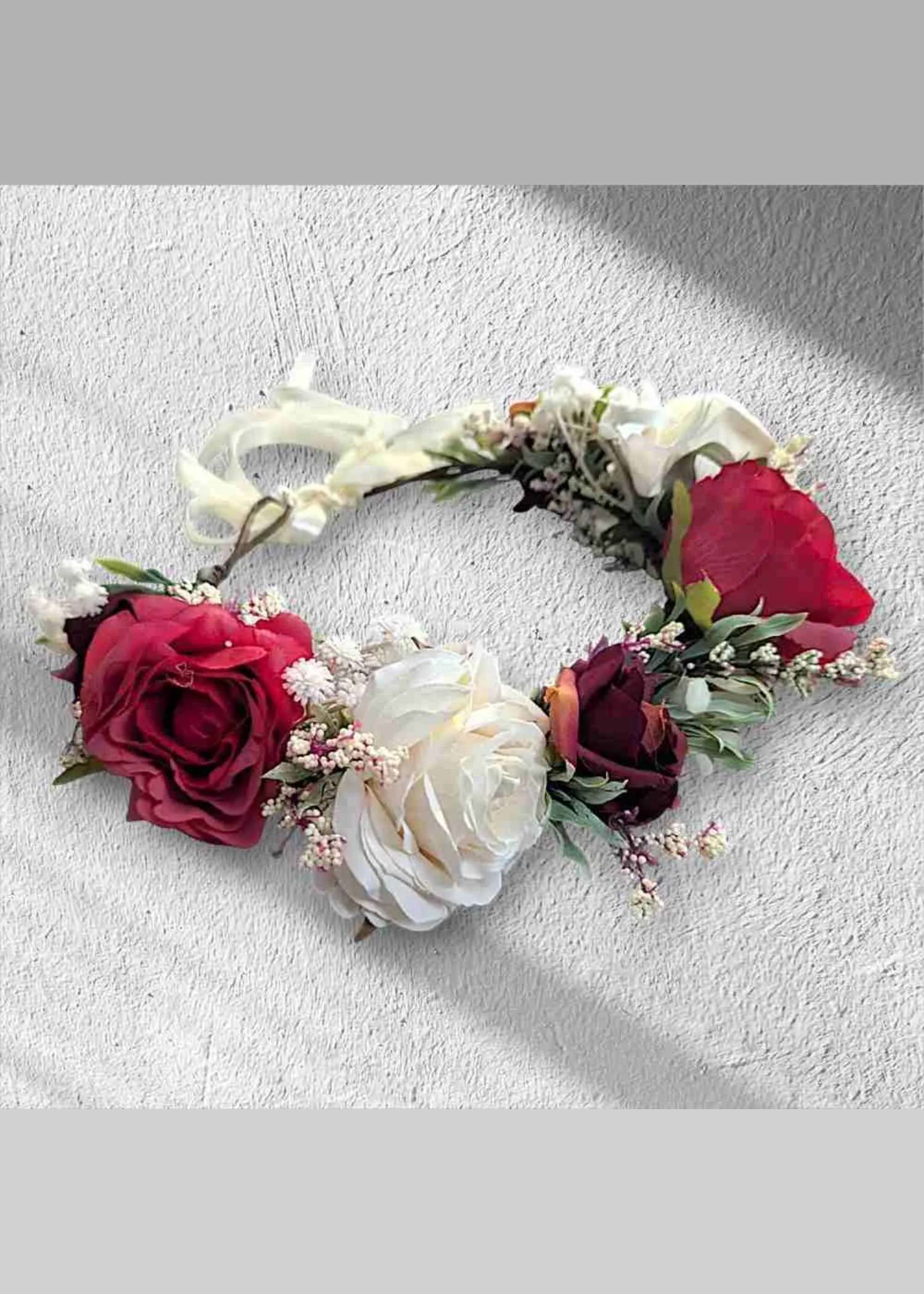 Flower Garland Ivory and Red