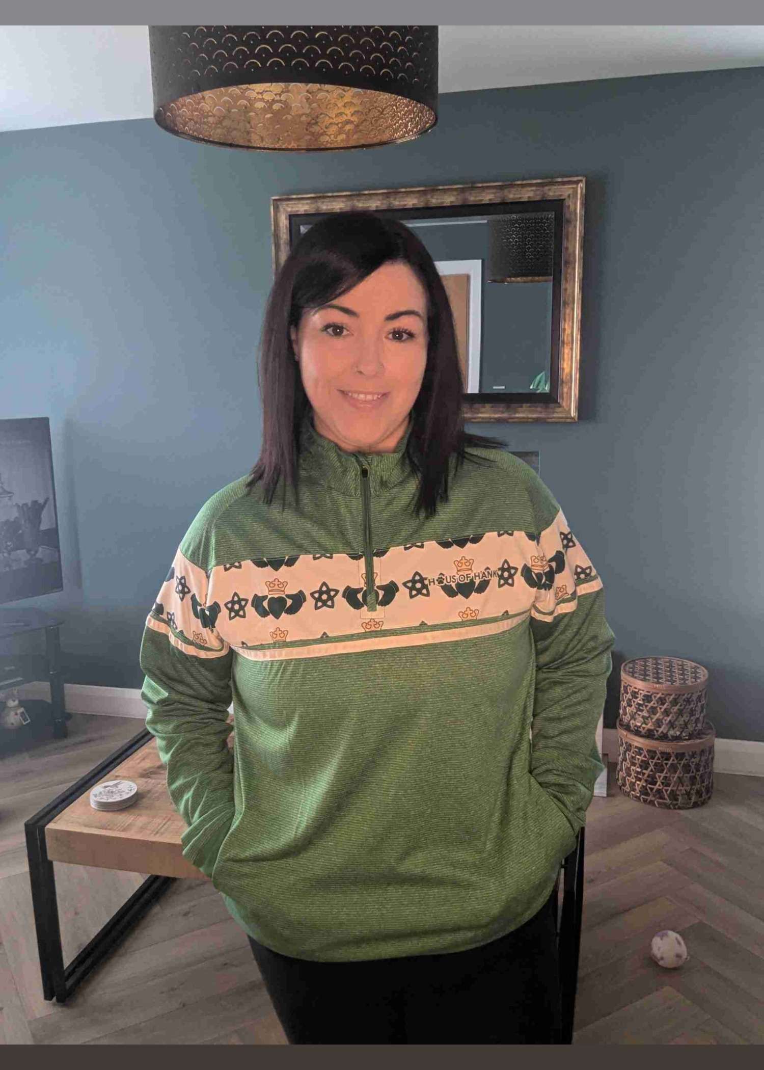 Emerald Claddagh 1/4 Zip Pullover — match your dog in the same design from Haus of Hank