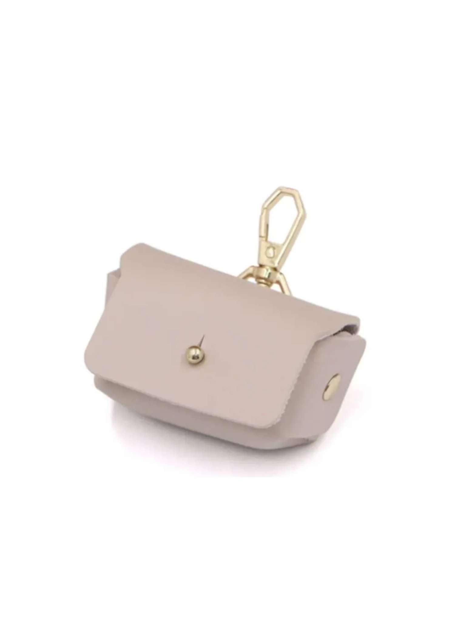 Blush dog ring carrier — leather-look pouch with gold-tone clip for a ring bearer dog