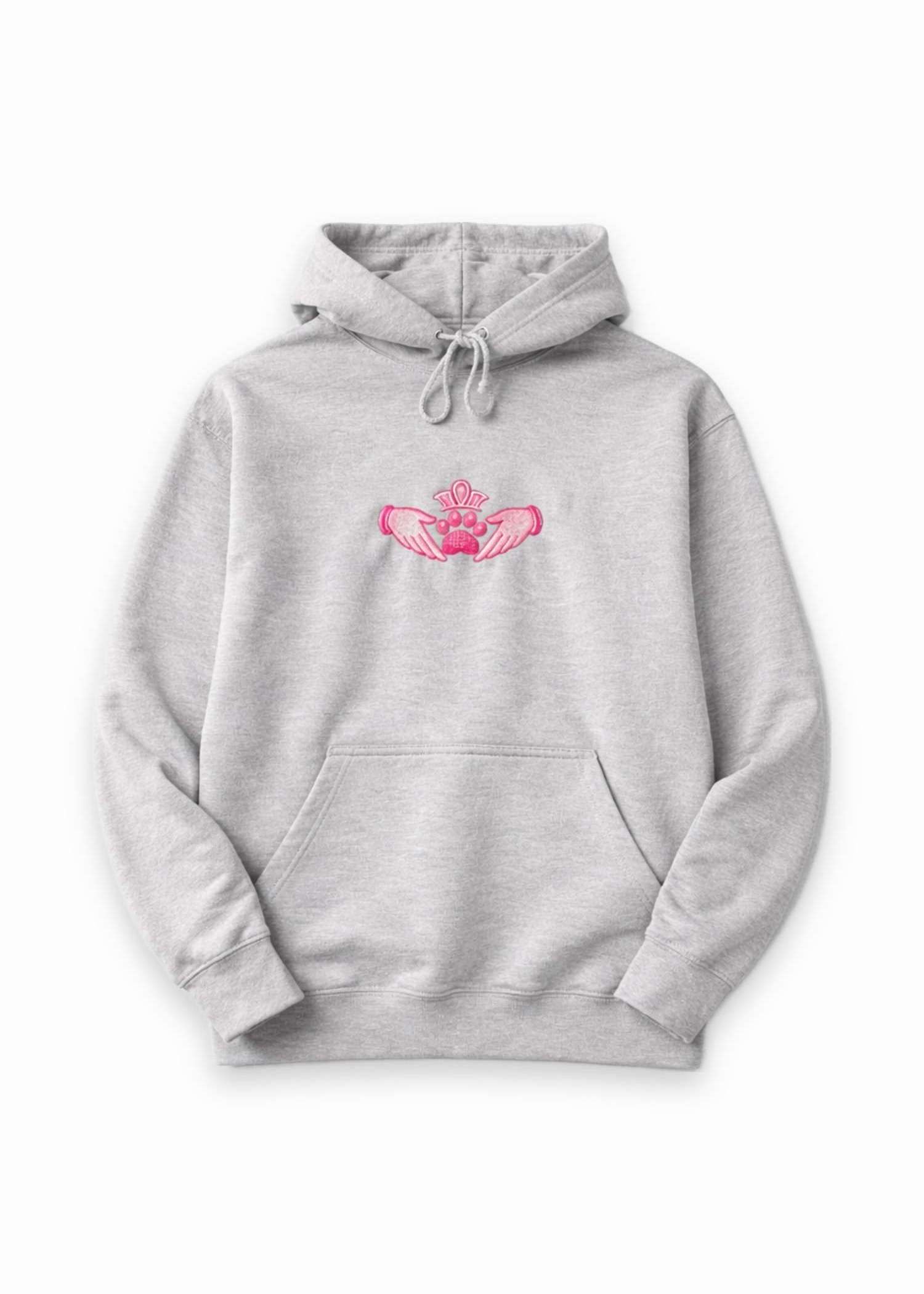 Claddagh Dog Paw Embroidered Hoodie PINK — match your dog in the same design from Haus of Hank
